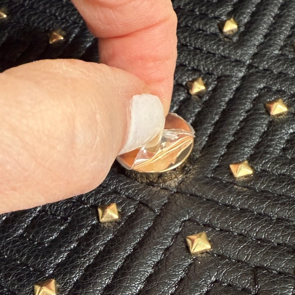 INC Vachetta Crossbody Clutch Handbag Purse Black w Gold Accent Removable Chain - Picture 11 of 17